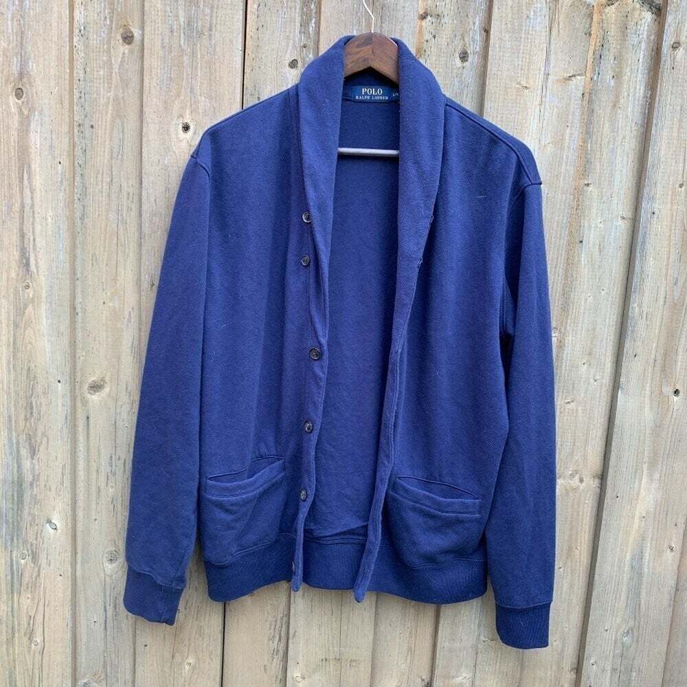 Polo Ralph Lauren Cardigan Sweater Large Blue